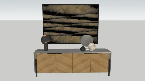 木饰面餐边柜装饰画摆件SU模型 SU模型下载