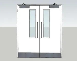 现代玻璃网格双开门闭门器SU模型 - SU模型免费下载_sketchup模型