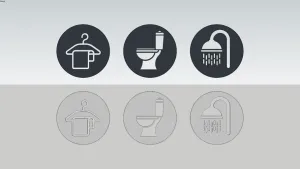 淋浴更衣室空间功能标牌SU模型 - SU模型免费下载_sketchup模型