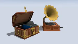 复古黑胶唱片留声机SU模型 - SU模型免费下载_sketchup模型