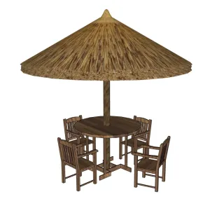 茅草遮阳伞圆桌桌椅SU模型 - SU模型免费下载_sketchup模型