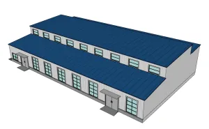 双层坡顶厂房SU模型 - SU模型免费下载_sketchup模型