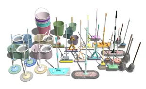 拖把拖布清洁中心保洁工具SU模型 - SU模型免费下载_sketchup模型