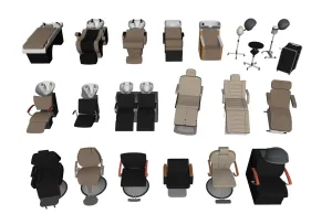 美发店洗头床洗头椅烫发SU模型 SU模型下载