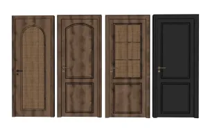 中古风木门su模型 - SU模型免费下载_sketchup模型