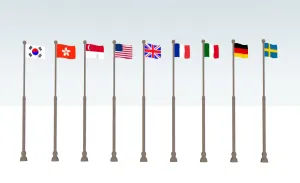 多国旗帜旗杆SU模型​ SU模型下载