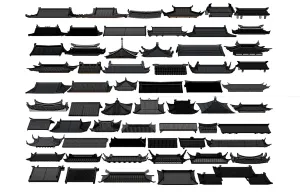 仿古屋顶飞檐集合SU模型 SU模型下载