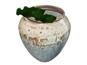 SU 复古粗陶荷花缸SU模型 SU模型免费下载