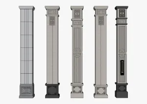 新中式浮雕立柱SU模型 SU模型下载