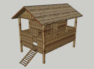 SU 小型高脚茅草竹屋SU模型 SU模型免费下载