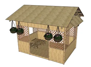 SU 竹编吊篮竹屋茶亭SU模型 SU模型免费下载