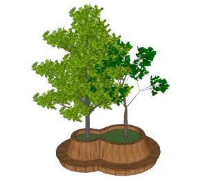 双株围树座椅景观树池的SU模型 - SU模型免费下载_sketchup模型