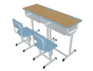 SU 双人学生课桌椅SU模型 SU模型免费下载