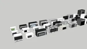 SU 家用微波炉组合SU模型 SU模型免费下载