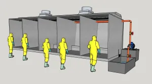 SU 多工位喷淋消毒舱（喷洒舱）SU模型 SU模型免费下载