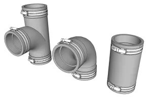 SU PVC水管卡三通弯头管件SU模型 SU模型免费下载