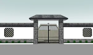 SU 新中式古建围墙大门SU模型 SU模型免费下载