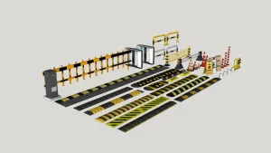 SU 双杆道闸及减速带SU模型 SU模型免费下载