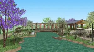 SU 滨水湖畔景观廊桥SU模型 SU模型免费下载