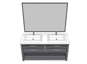 SU 双浴室柜台盆卫生间柜子镜子SU模型 SU模型免费下载