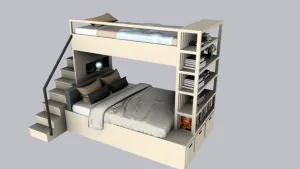 SU 多功能儿童床上下铺SU模型 SU模型免费下载