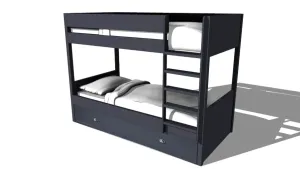 SU 藏柜式上下铺高低床SU模型 SU模型免费下载