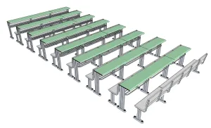 SU 学校课桌椅连体桌椅SU模型 SU模型免费下载