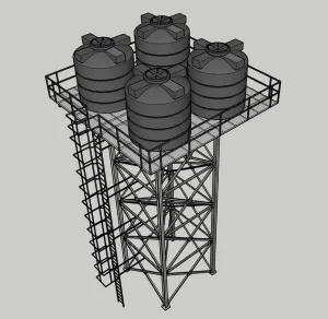 SU 四罐高位水塔SU模型 SU模型免费下载