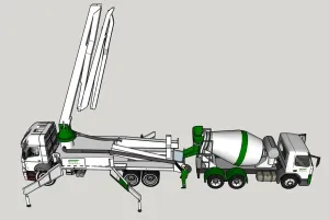 SU 混凝土泵车组合SU模型 SU模型免费下载