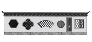 SU 中式围墙花窗瓦冒SU模型 SU模型免费下载