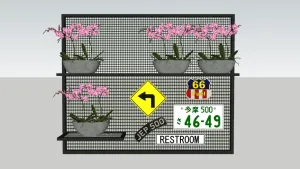 SU 工业风花艺墙饰SU模型 SU模型免费下载