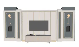 SU 现代轻奢电视墙SU模型 SU模型免费下载