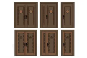 SU 新中式铜门室内门入户门SU模型 SU模型免费下载