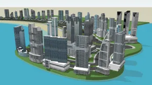 SU 滨海城市酒店建筑群SU模型 SU模型免费下载