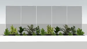 长条花槽绿植户外植物SU模型 SU模型下载