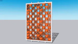 橙色镂空花格屏风SU模型 SU模型下载