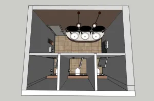 复古风女厕公共卫生间SU模型 SU模型下载