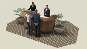 木质弧形接待前台SU模型 SU模型下载