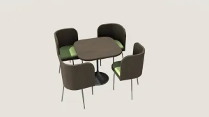 简约一桌四椅洽谈桌椅SU模型 SU模型下载