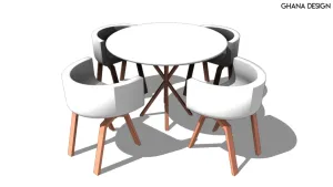 现代圆形一桌四椅洽谈桌SU模型 SU模型下载