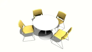 一桌四椅小圆桌SU模型 SU模型下载