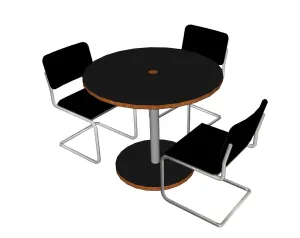 工业风小圆桌三椅洽谈SU模型 SU模型下载