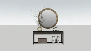 新中式玄关柜组合SU模型 SU模型下载