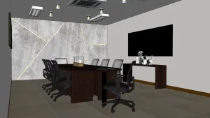 现代工业风会议室SU模型 SU模型下载