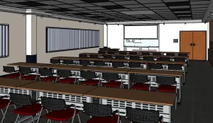 铝扣板吊顶电教室SU模型 SU模型下载