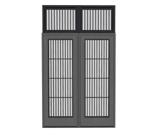 新中式竖条格栅双开门SU模型 SU模型下载