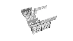 新中式楼梯栏杆组合的SU模型 SU模型下载