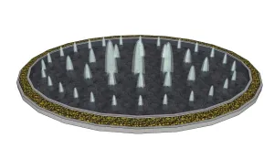 椭圆形叠层喷泉水景SU模型 SU模型下载