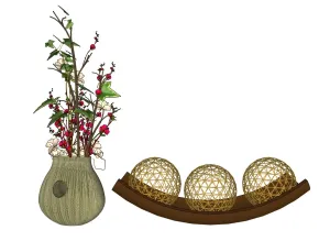 新中式花艺藤球摆件SU模型 SU模型下载