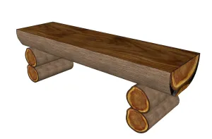 原木长凳坐凳SU模型 SU模型下载